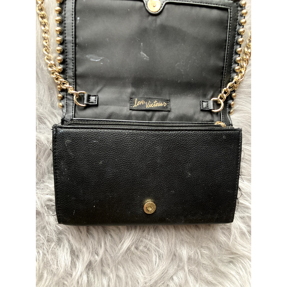 Victoria's Secret Purse Black Chain Strap Stud Crossbody Shoulder Bag Womens - Picture 8 of 12